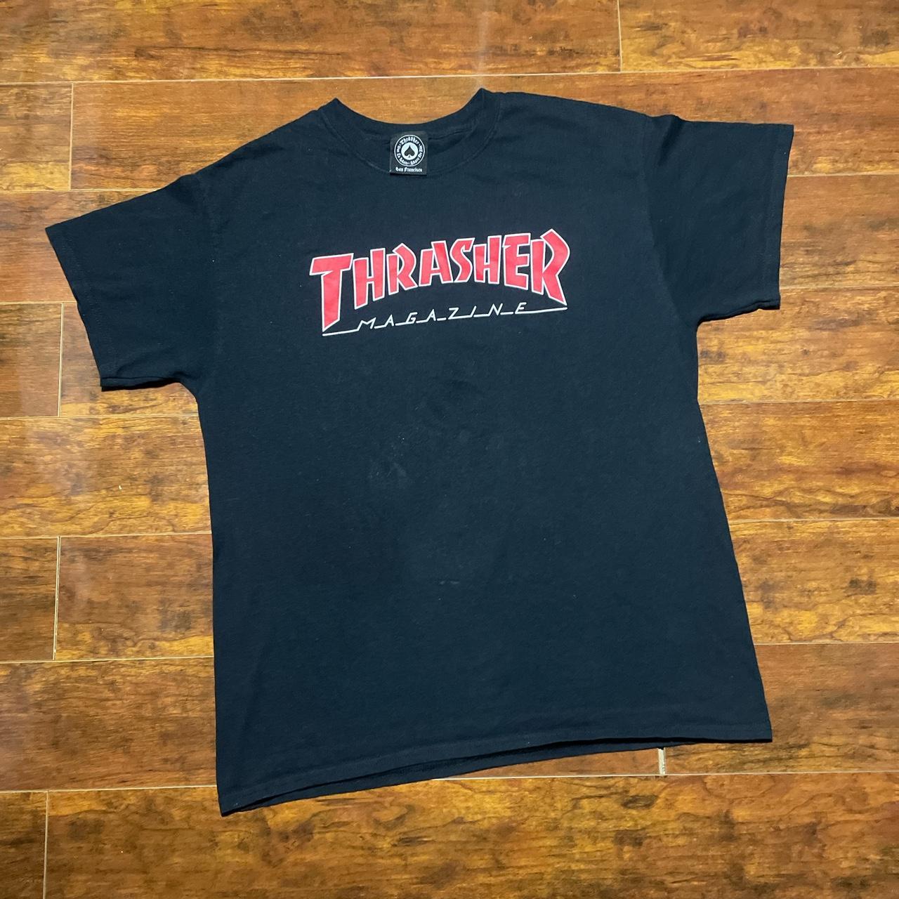 black and red thrasher shirt