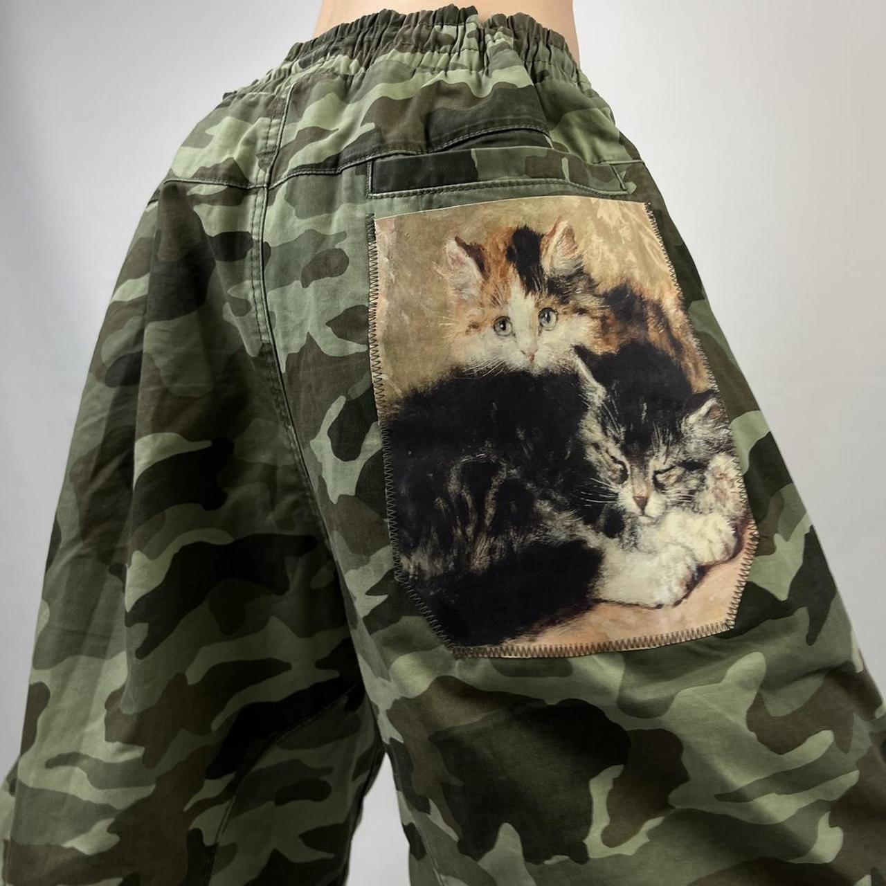 Camo baggy khaki green patchwork mid rise shorts... - Depop