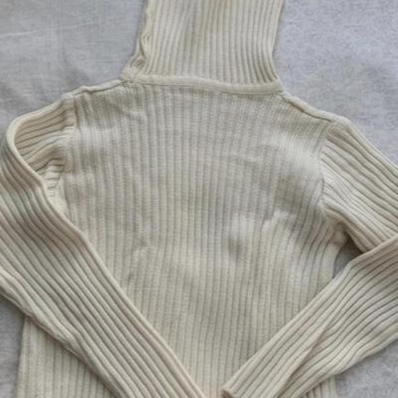 thick ribbed cream turtleneck. super durable and... - Depop