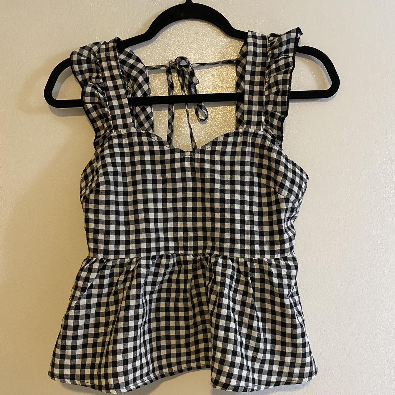 Cute gingham babydoll top — I thrifted this and the... - Depop