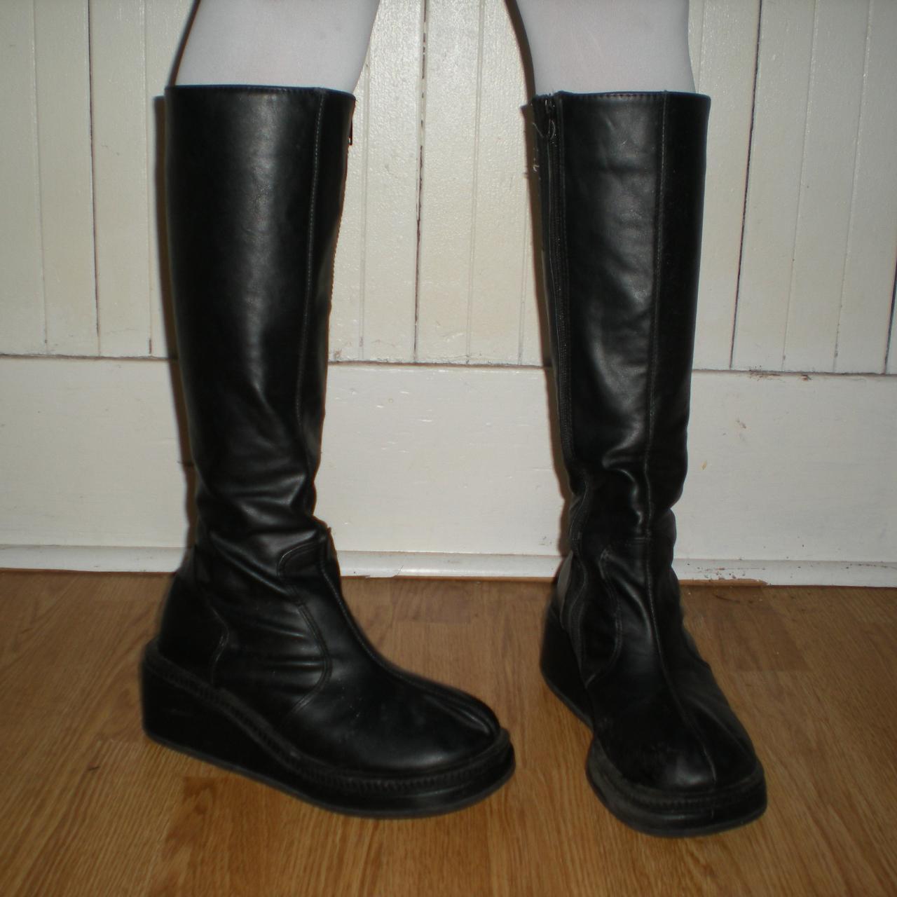 demonia black knee high boots