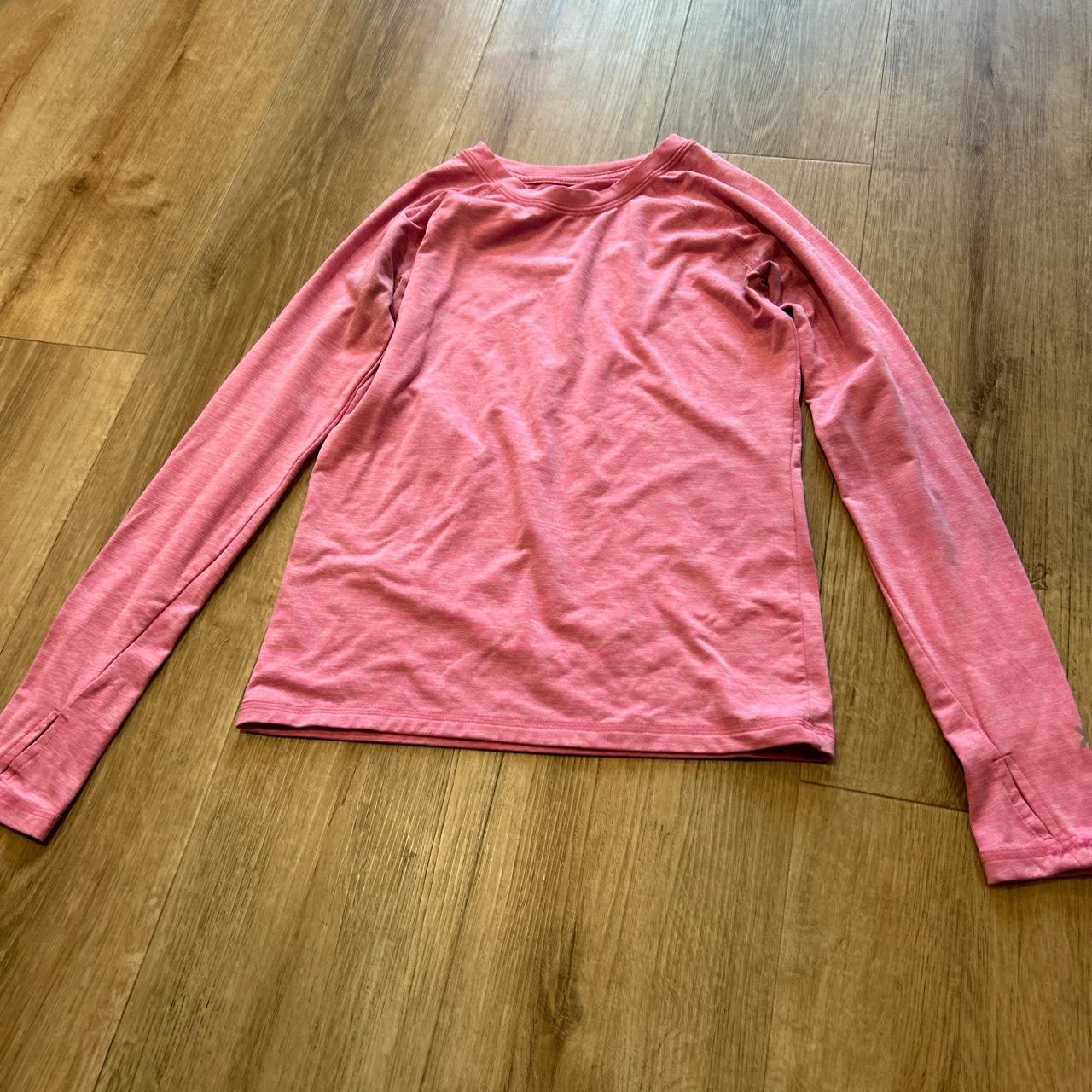 pink all in motion long sleeve workout top youth 10/12 - Depop