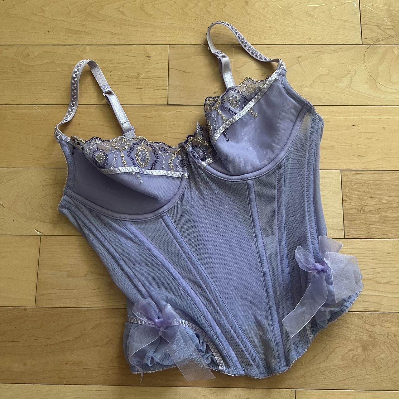 lavender lingerie corset top size small worn... - Depop