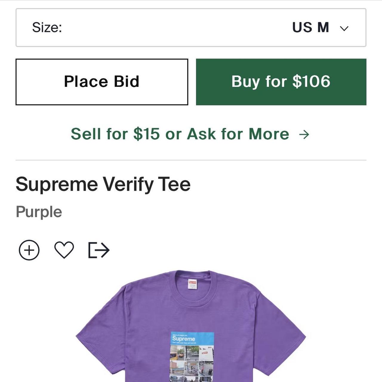 切売販売Supreme Verify Tee Size S Tシャツ/カットソー(半袖/袖なし)