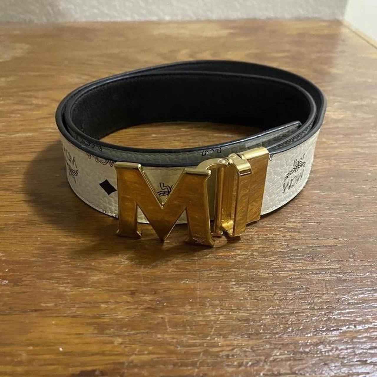 MCM reversible belt black and white White side | Depop