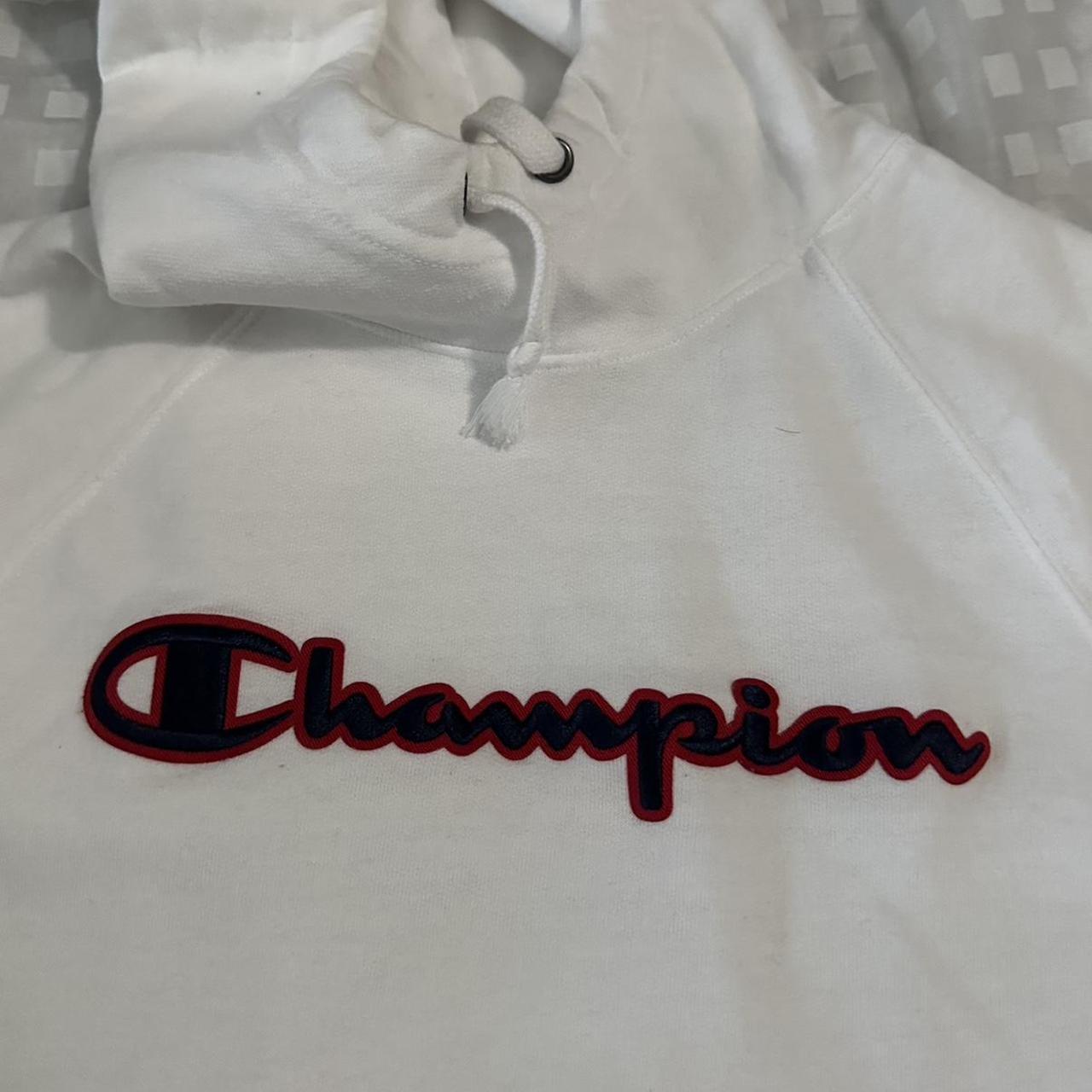 White champion hoodie - Depop