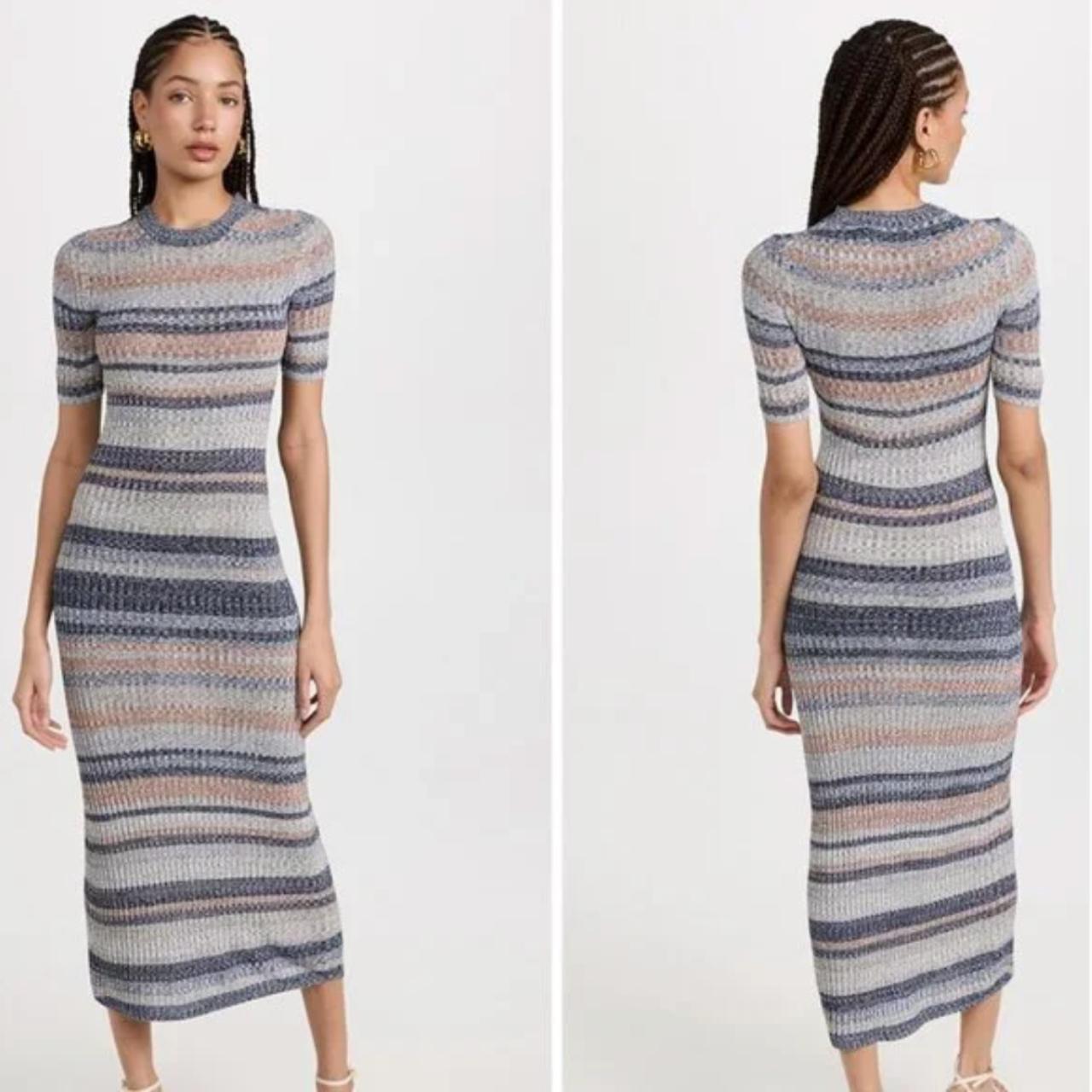 週末限定ンセール Rib-Knit Striped Zimmermann Midi Depop | Denim Color: Dress ワンピース