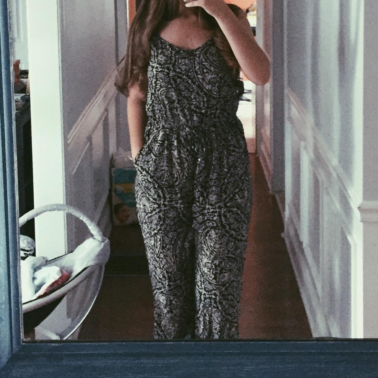 AE navy/black white floral jumpsuit/romper