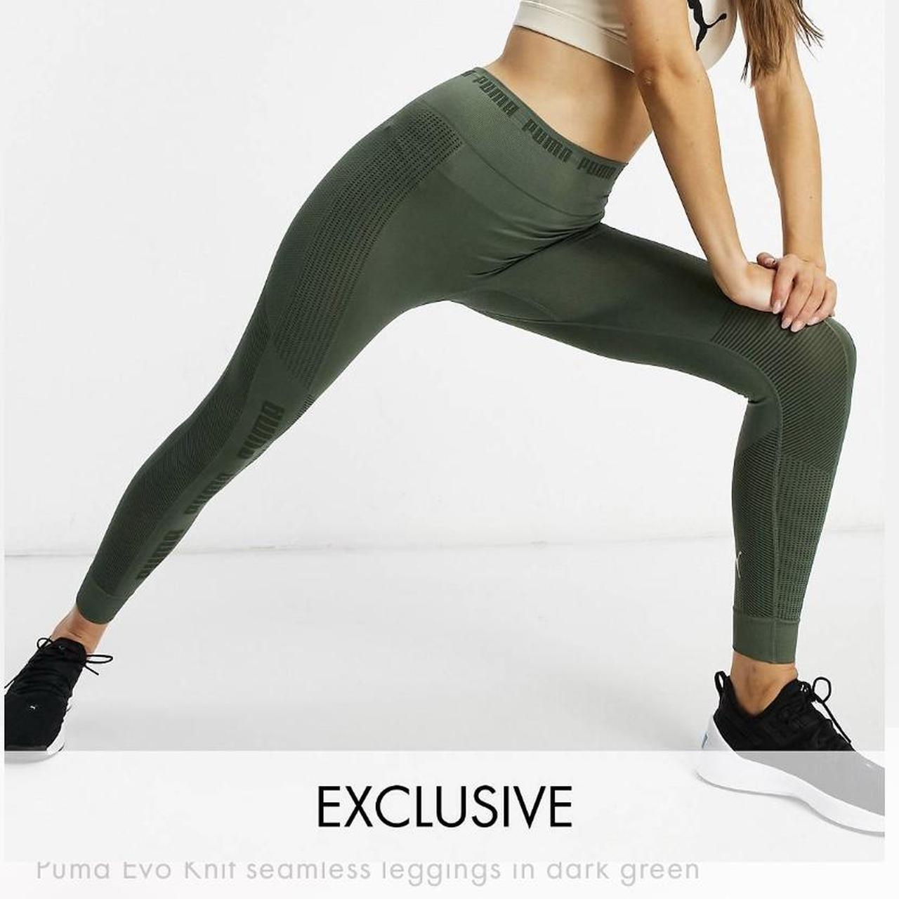 Puma EvoKNIT seamless dark green leggings Size XS - Depop