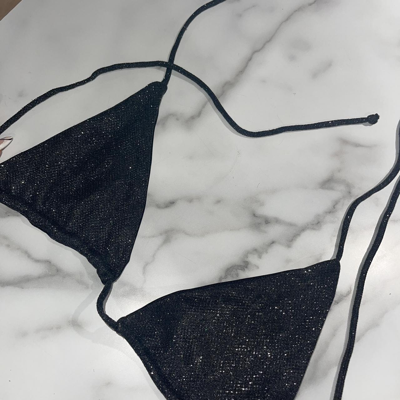 Black meshki glitter bikini top. Never worn. NOT a... Depop