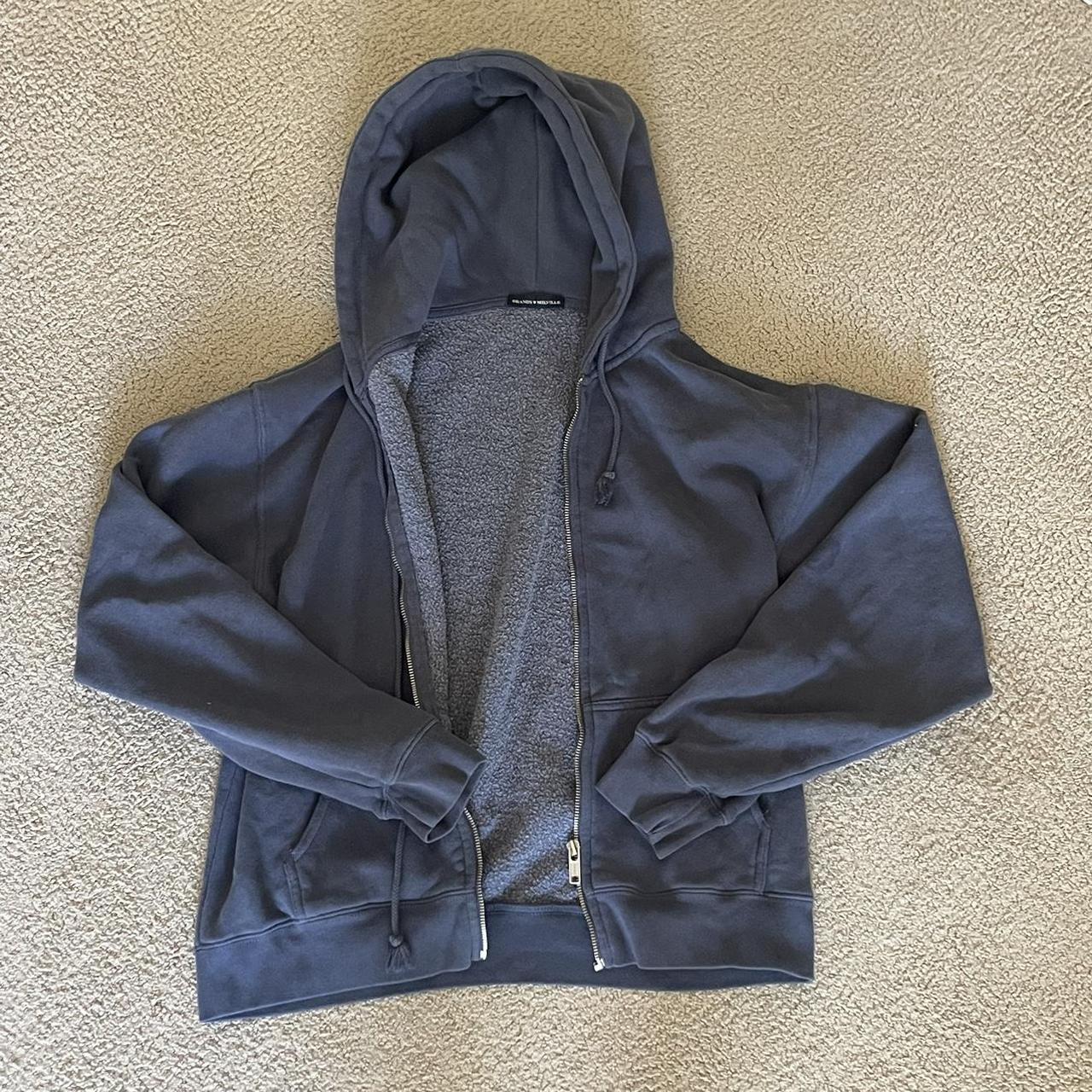 brandy melville zipup dark blue, one size (small) Depop