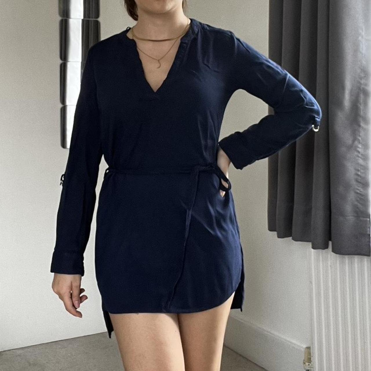 Mini navy shirt-dress - Depop