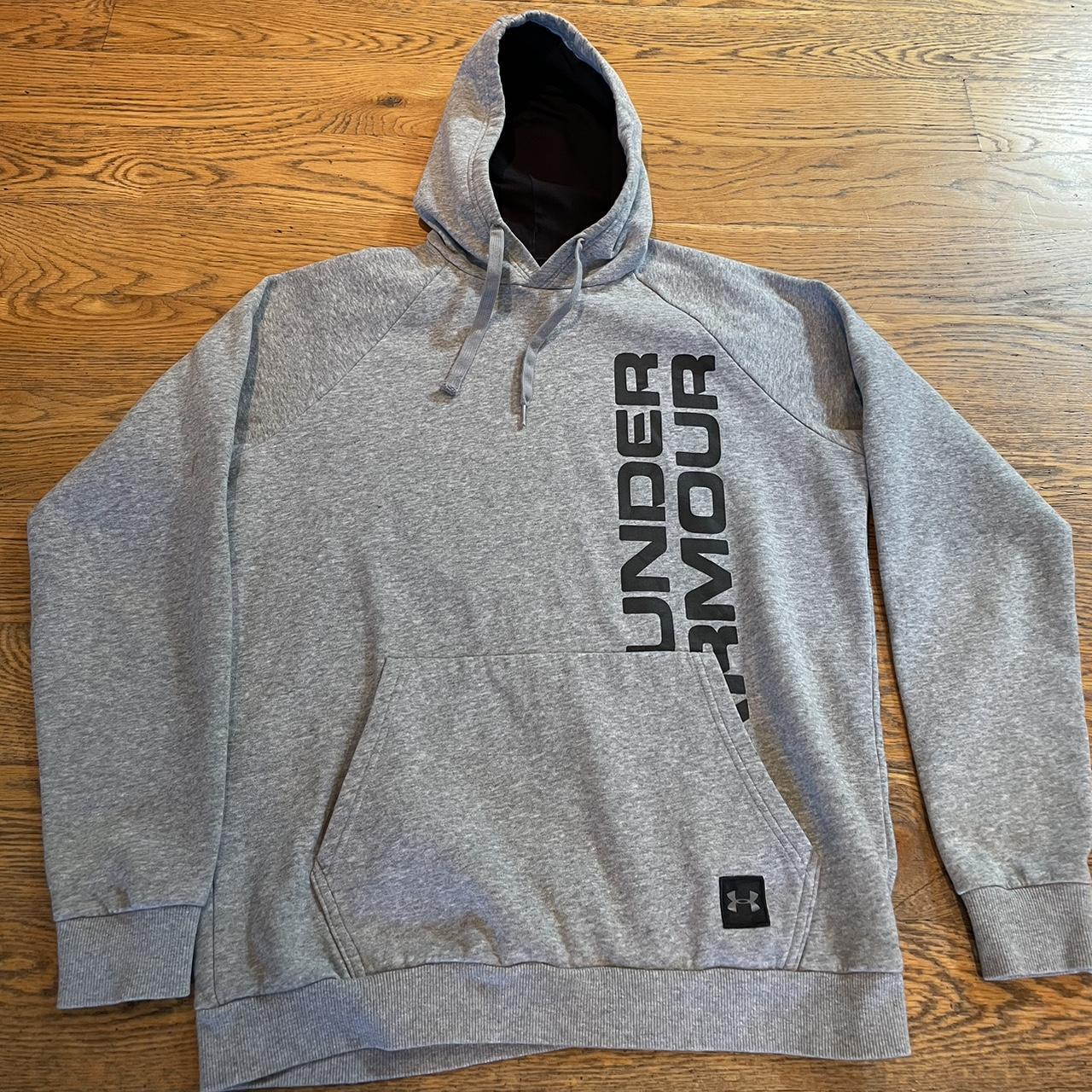 Large grey under armour hoodie - Depop