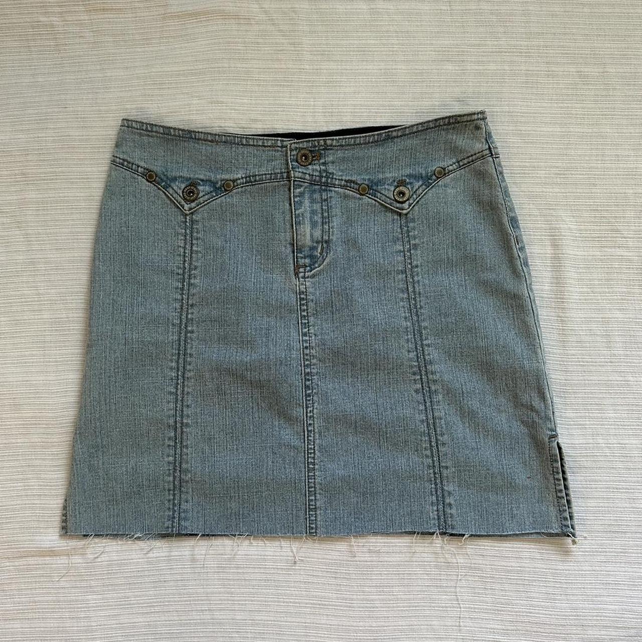 DKNY jean skirt (REPOP) listed as a size 3 but... - Depop