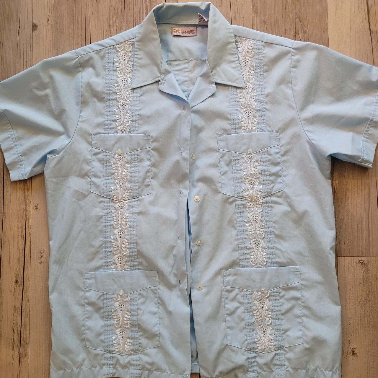 Light Blue Haband Guayabera Button Up Size L Fits Depop