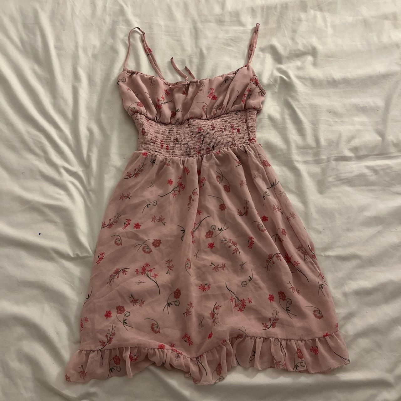 Pink Floral Aritzia Dress, XS Depop