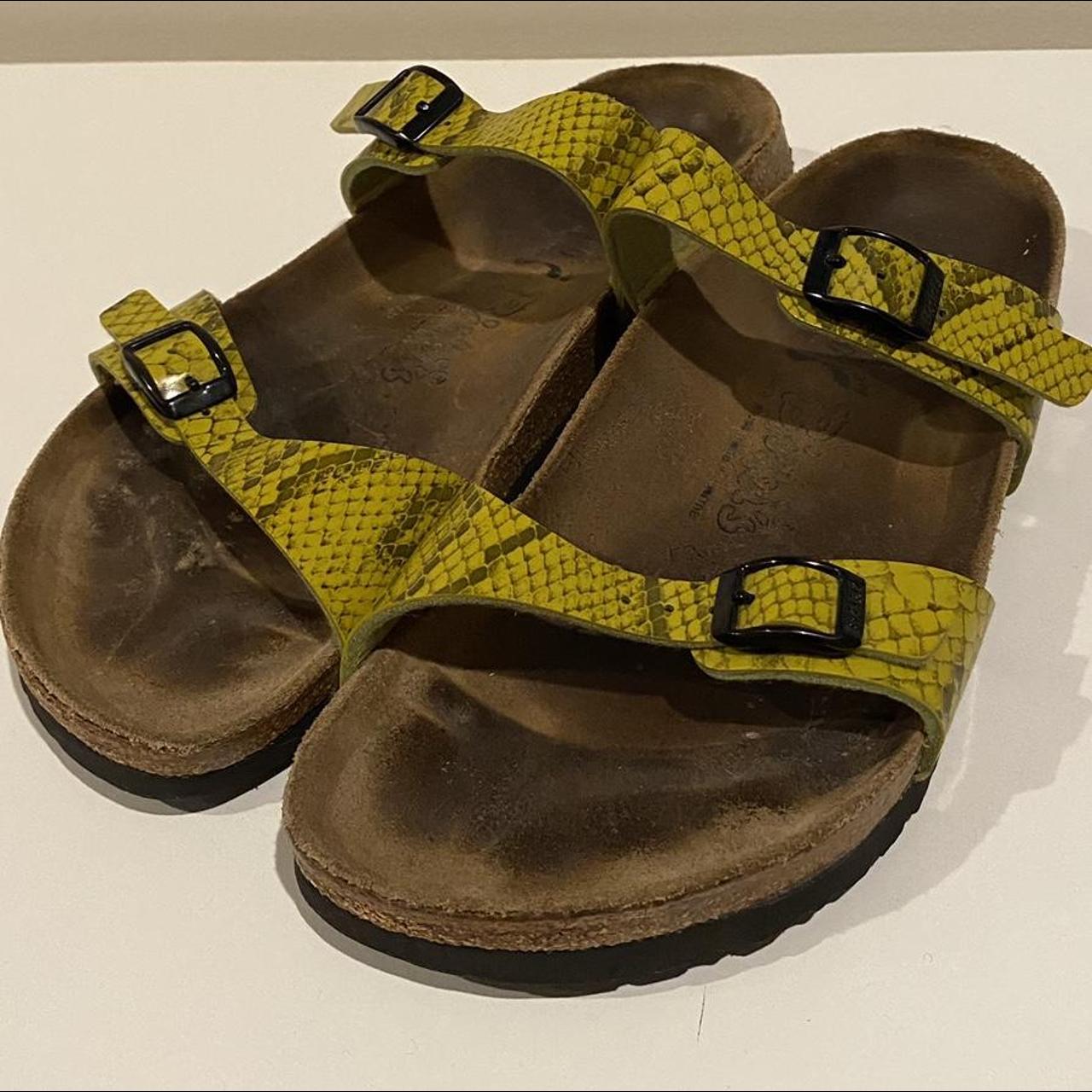 Yellow snake print reptile Birki’s by Birkenstock... - Depop