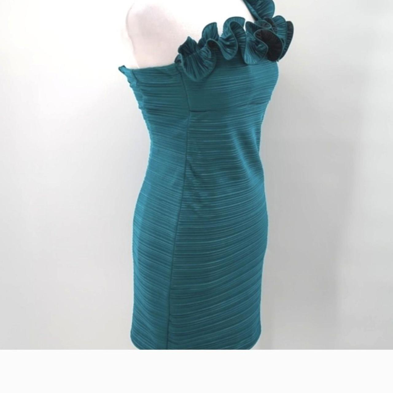 Xoxo Y2k Teal Ruffle Bodycon One Shoulder Mini Depop