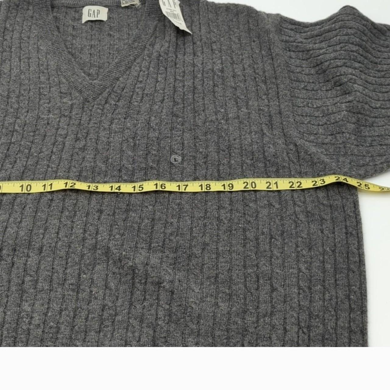 Gap Men's Lambswool Gray V-Neck Cable Knit Pullover... - Depop