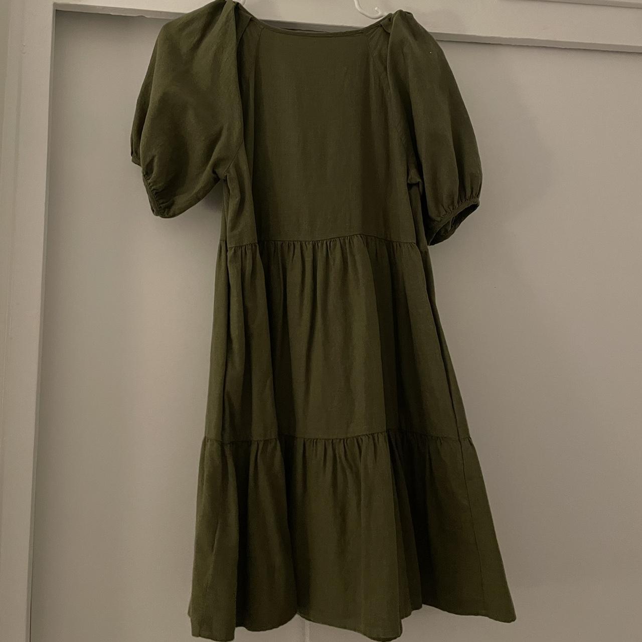 Madewell olive green tiered mini dress. Never worn... - Depop