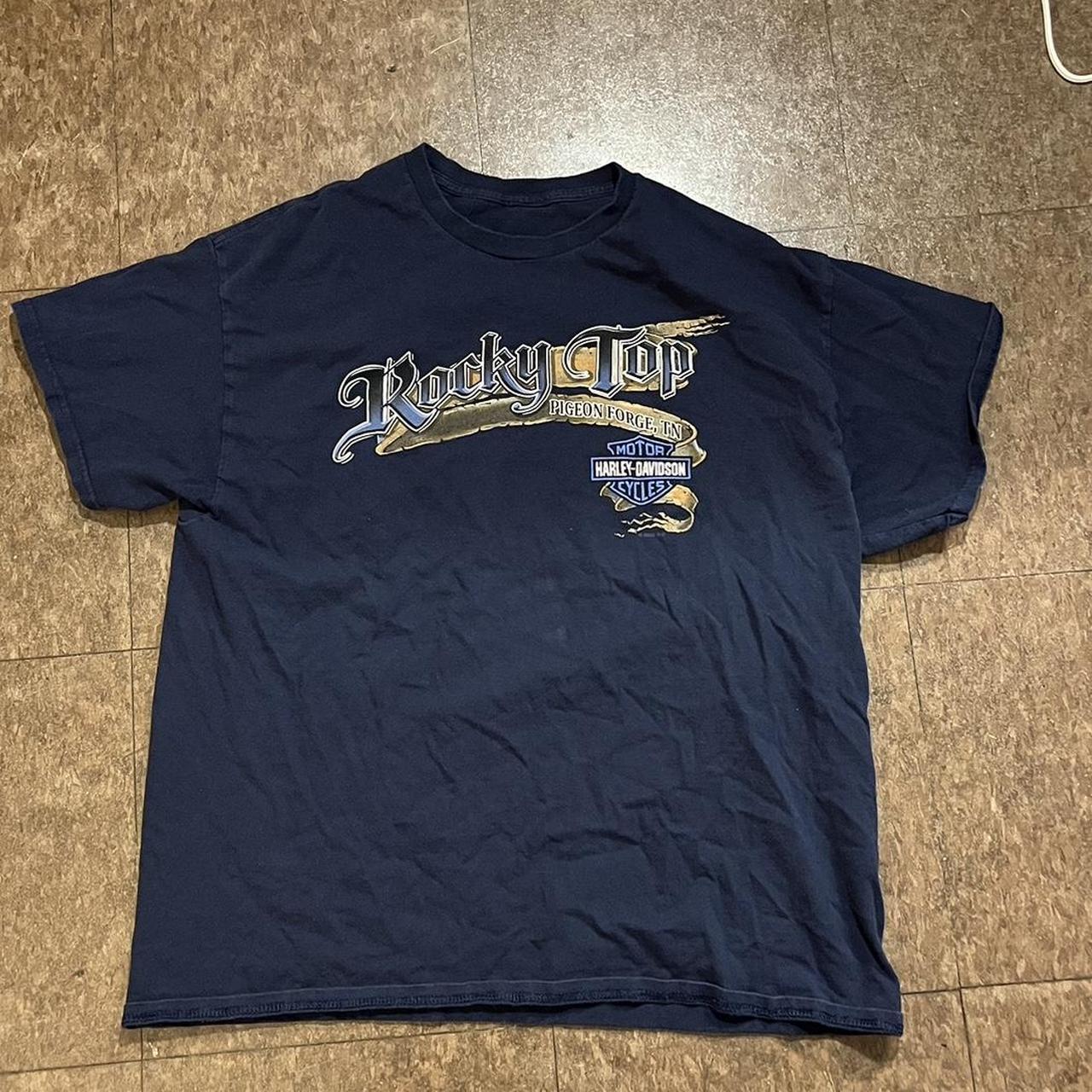 Harley Davidson Men’s Blue T-Shirt Y2K Vintage... - Depop