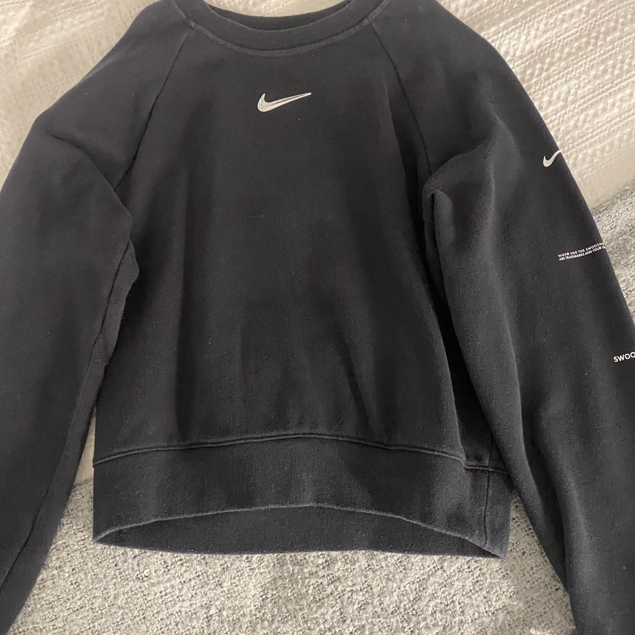 Rare black nike sweatshirt with a silver tick only Depop