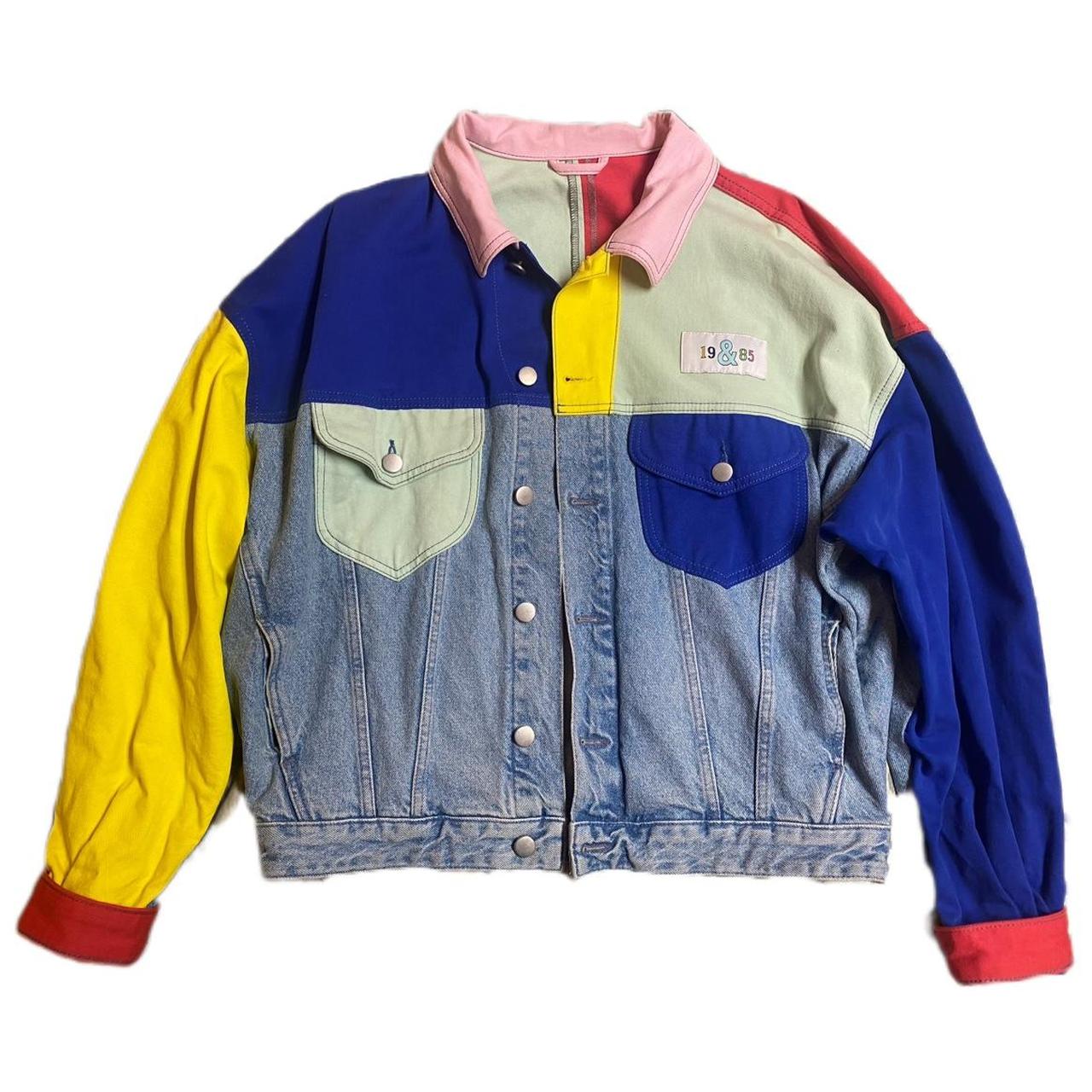 Multi colored jean jacket best sale