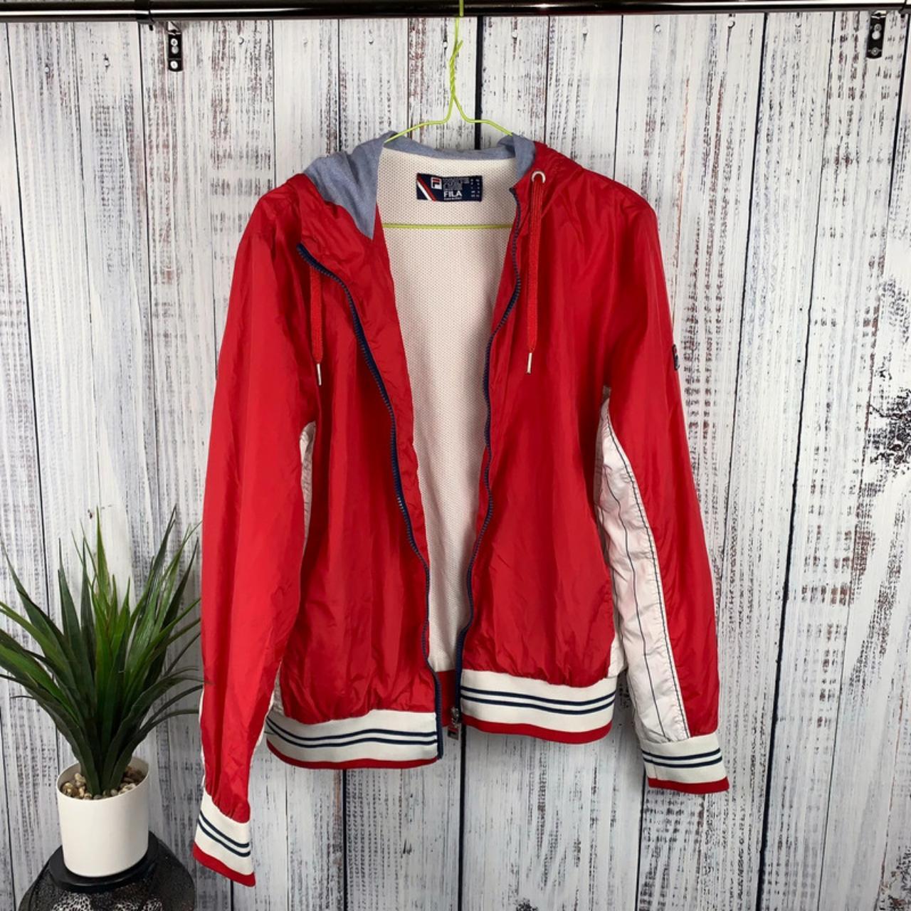 Fila red and white jacket best sale