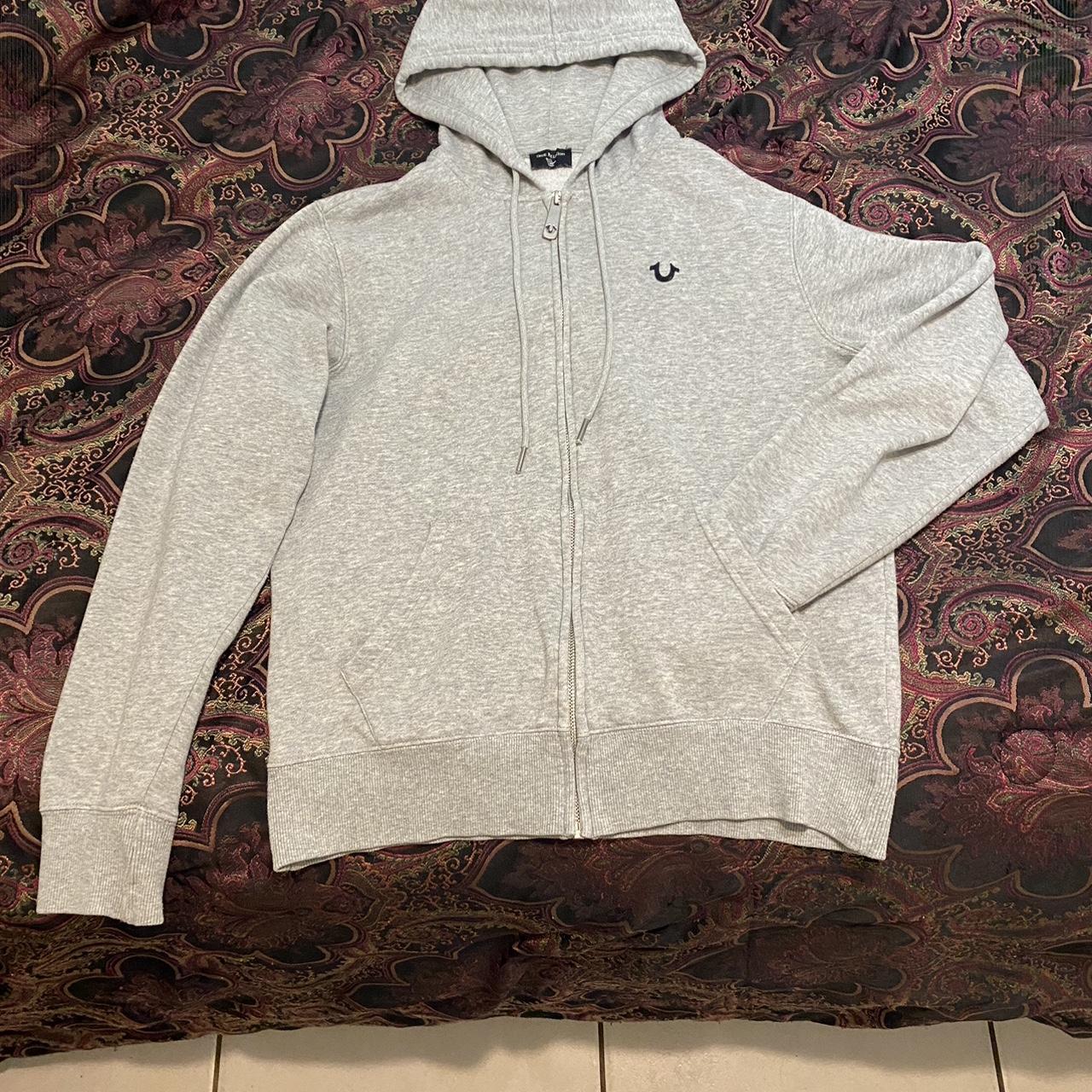 grey True religion zip up. Fits like a small (SEND... - Depop