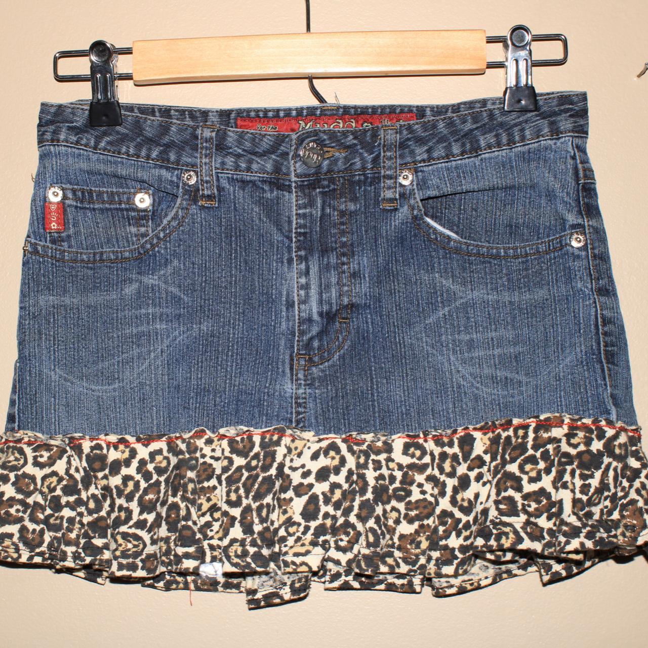 Cheetah skirt denim hotsell