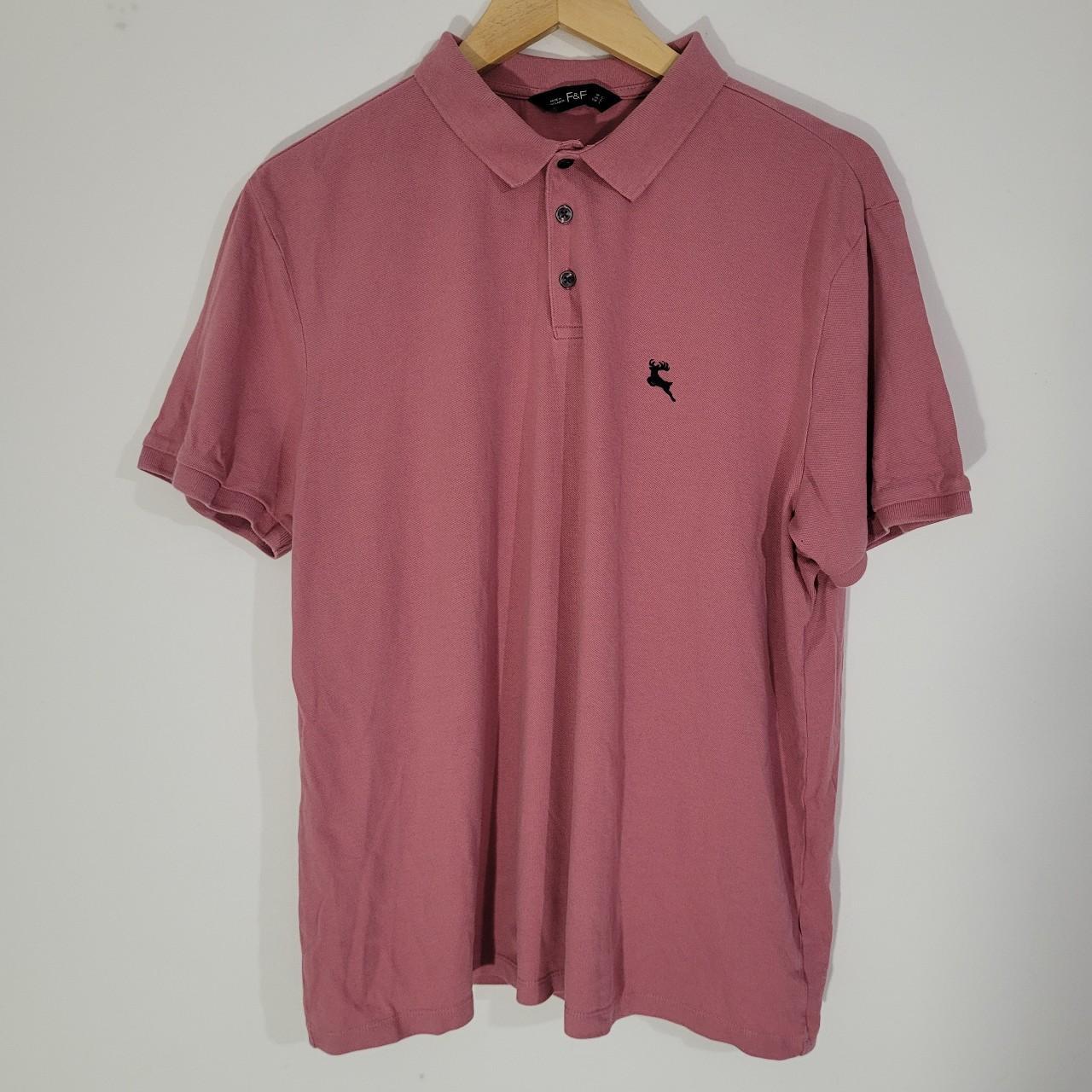 Mens F F Polo Shirt Pink Stretch Large Relaxed Fit