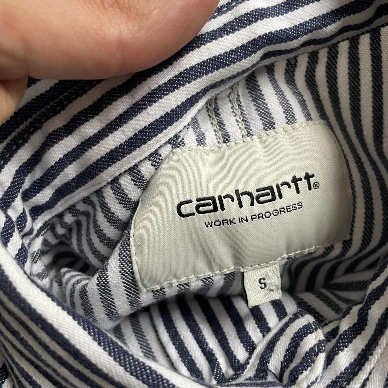 Carhartt WIP Women's White and Blue Jacket | Depop