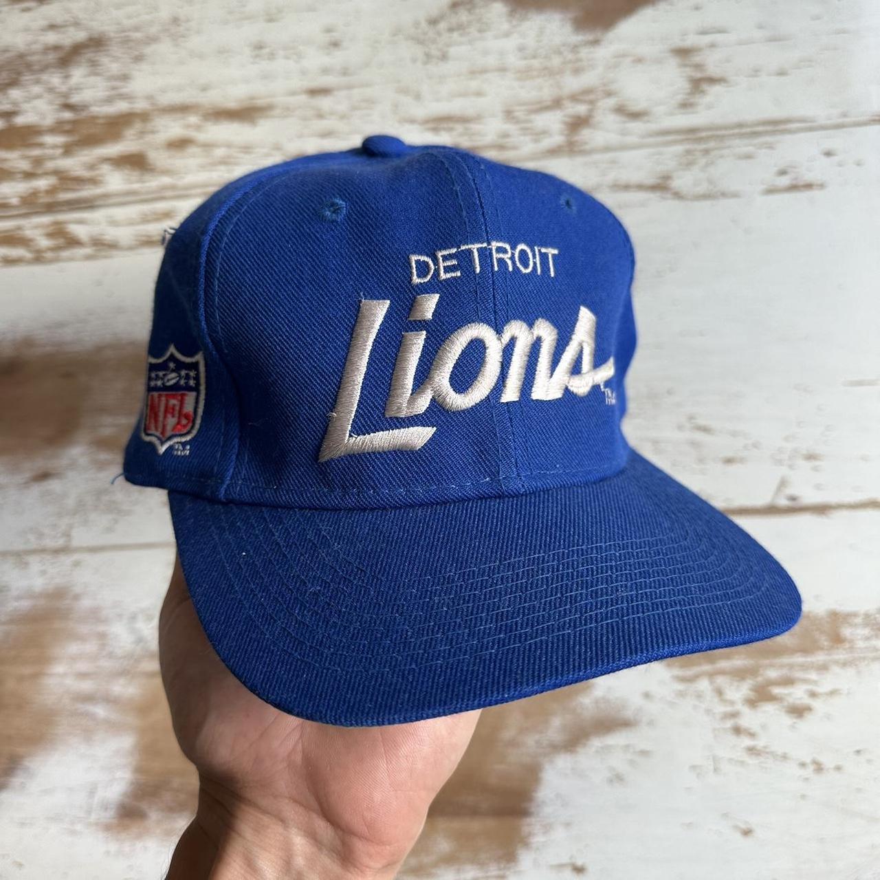 Vintage Logo 7 Detroit Lions Snapback Hat NFL - Depop