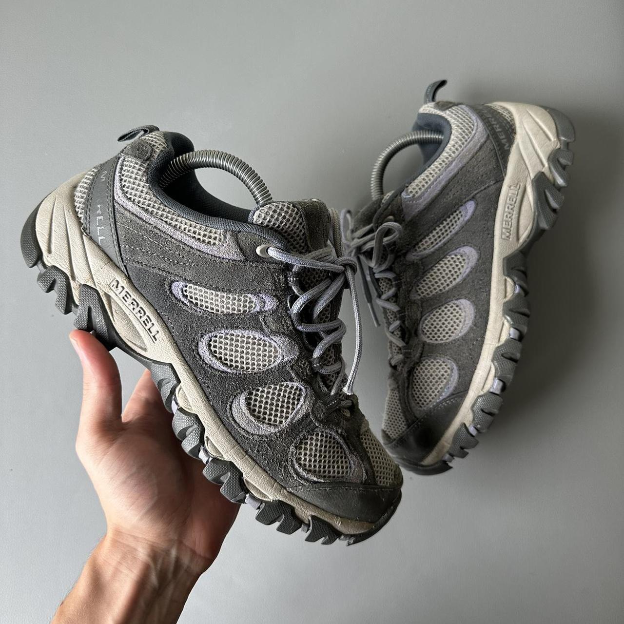 Vintage 00s Grey Blue Merrell Vibram Goretex Hiking... - Depop