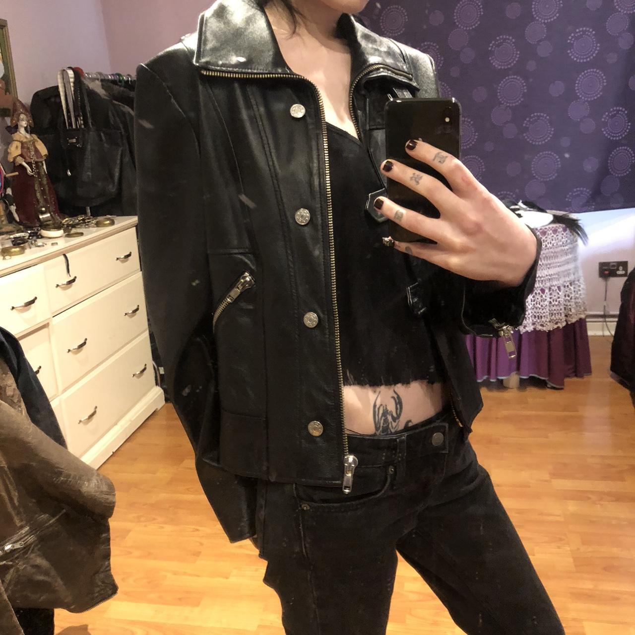 Morgan De Toi vintage Black leather jacket with zip | Depop