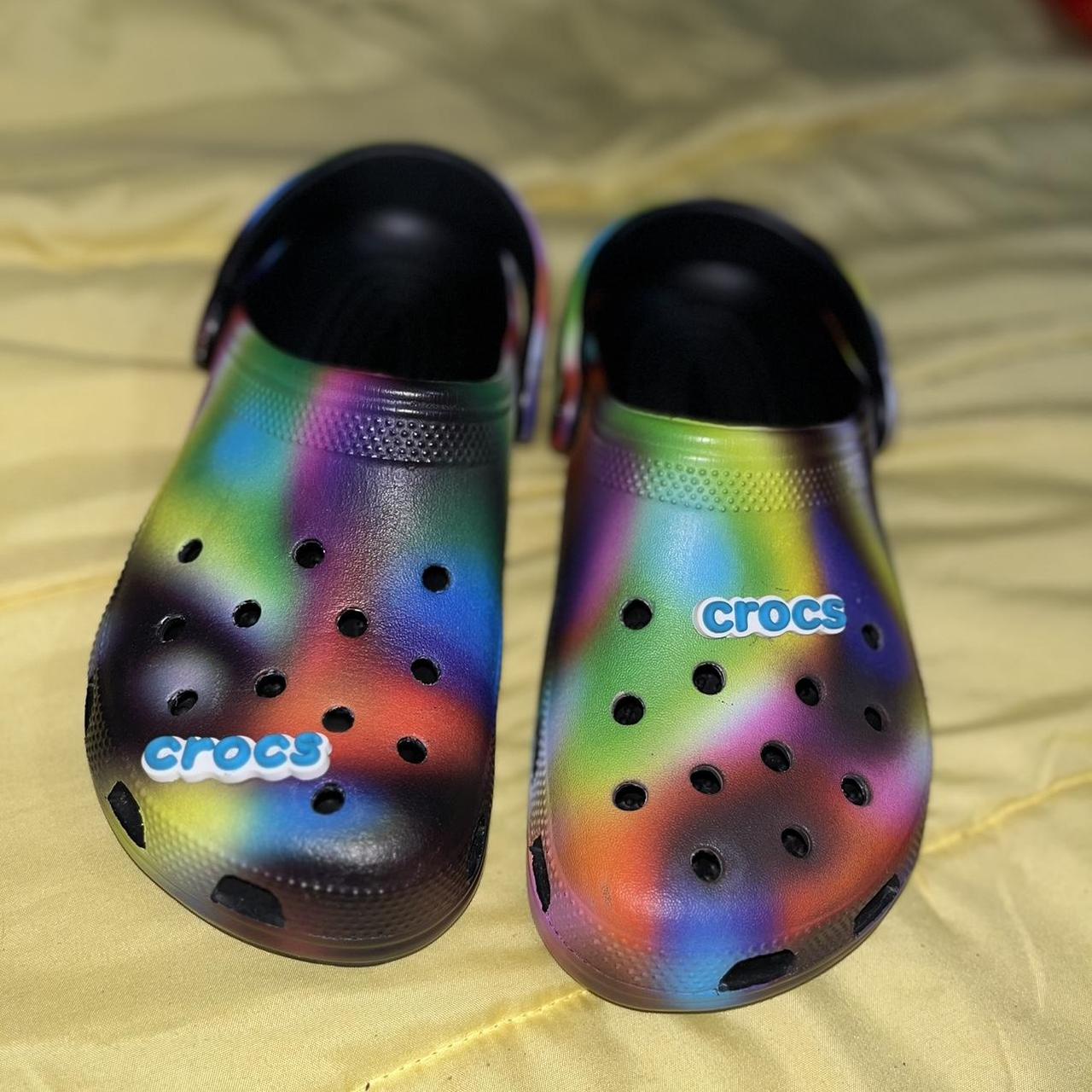 Rainbow Crocs • MENS 6 // WOMENS 8 brought summer... - Depop