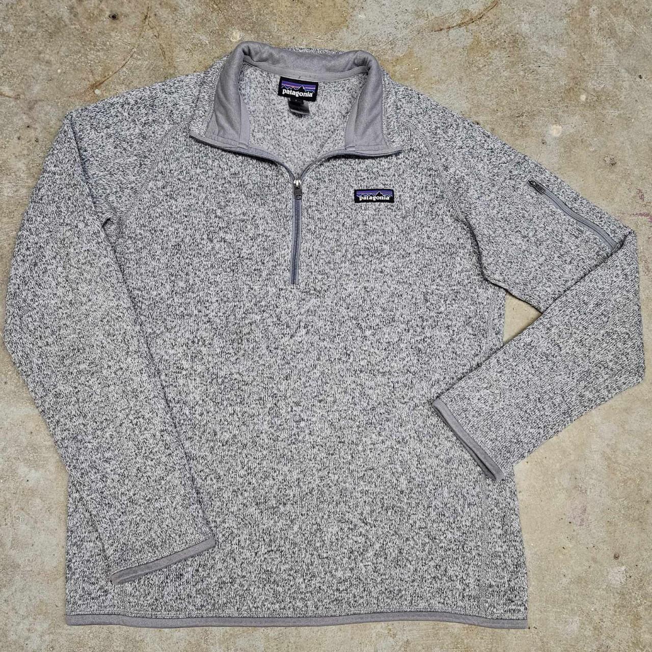 Women's Gray Patagonia knitted fleece quarter zip... - Depop