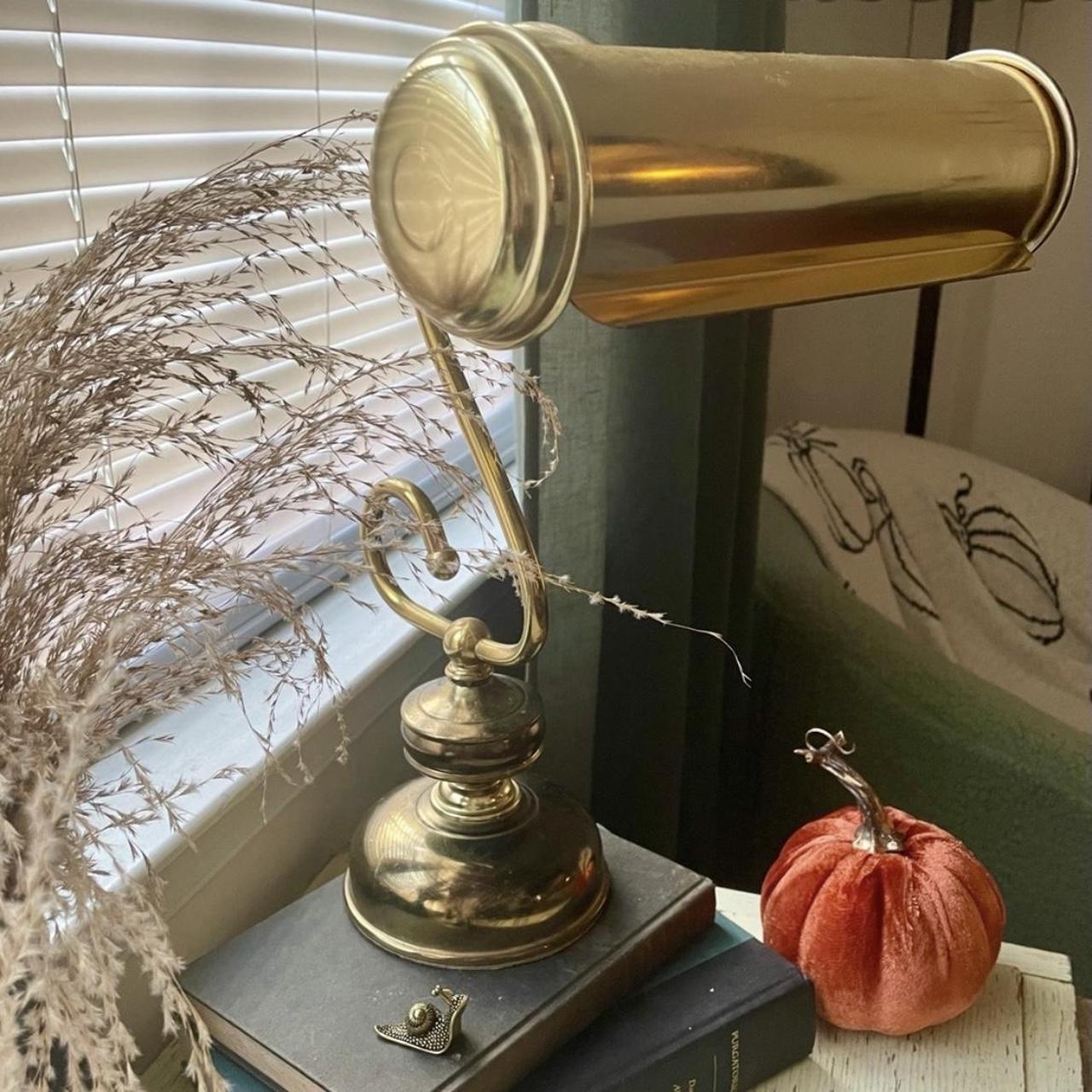 Vintage brass plated piano/banker’s lamp with twist... Depop