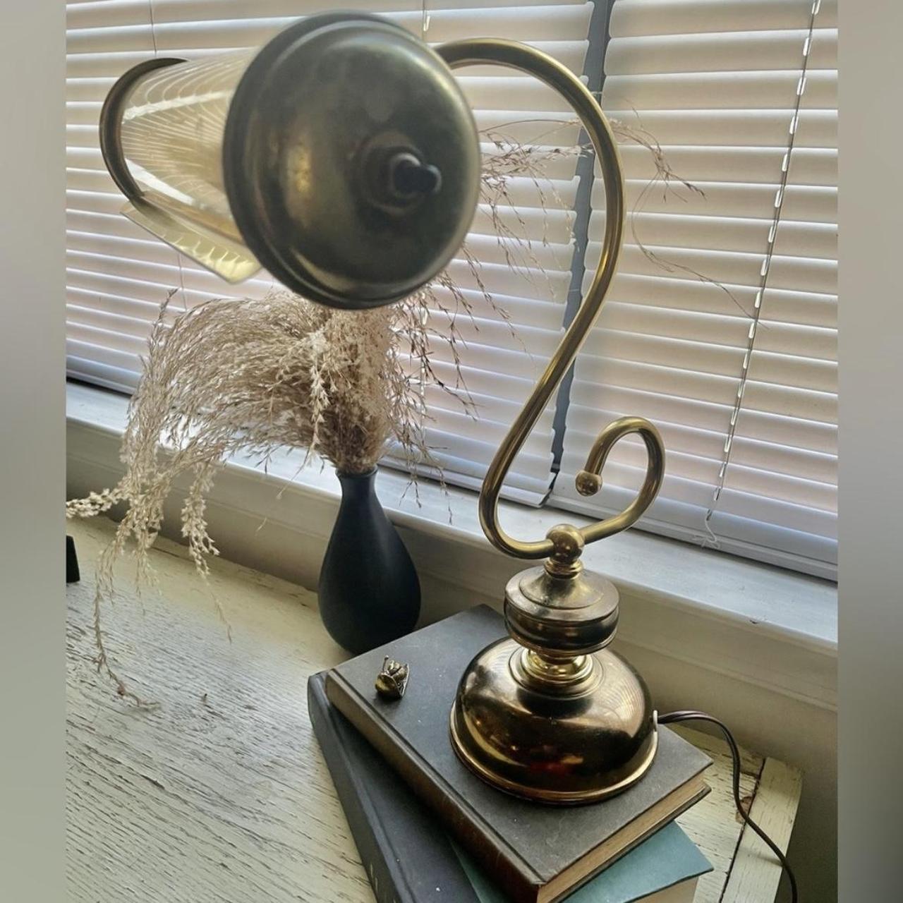 Vintage brass plated piano/banker’s lamp with twist... Depop