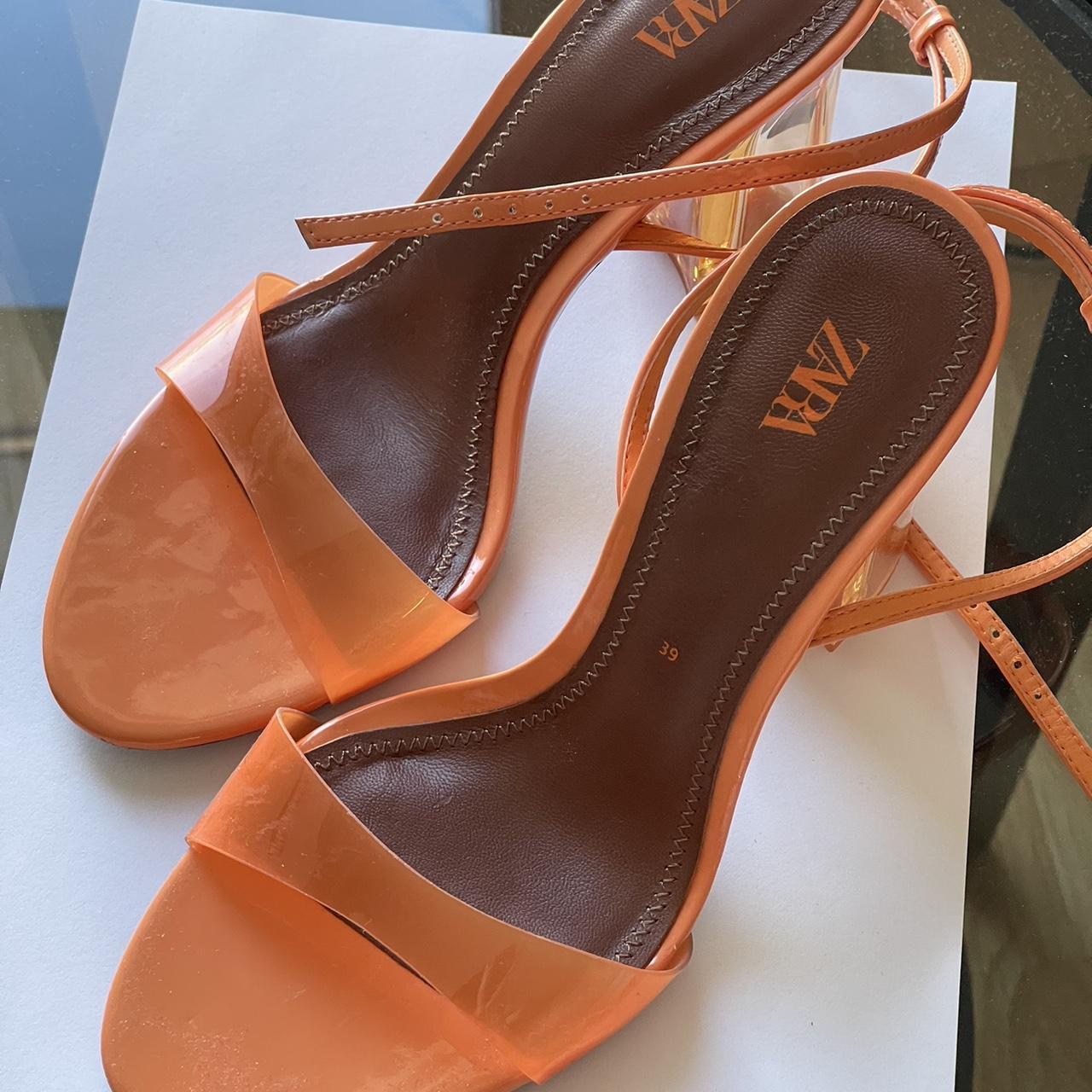 ZARA HIGH HEEL METHACRYLATE SANDALS ORANGE popular