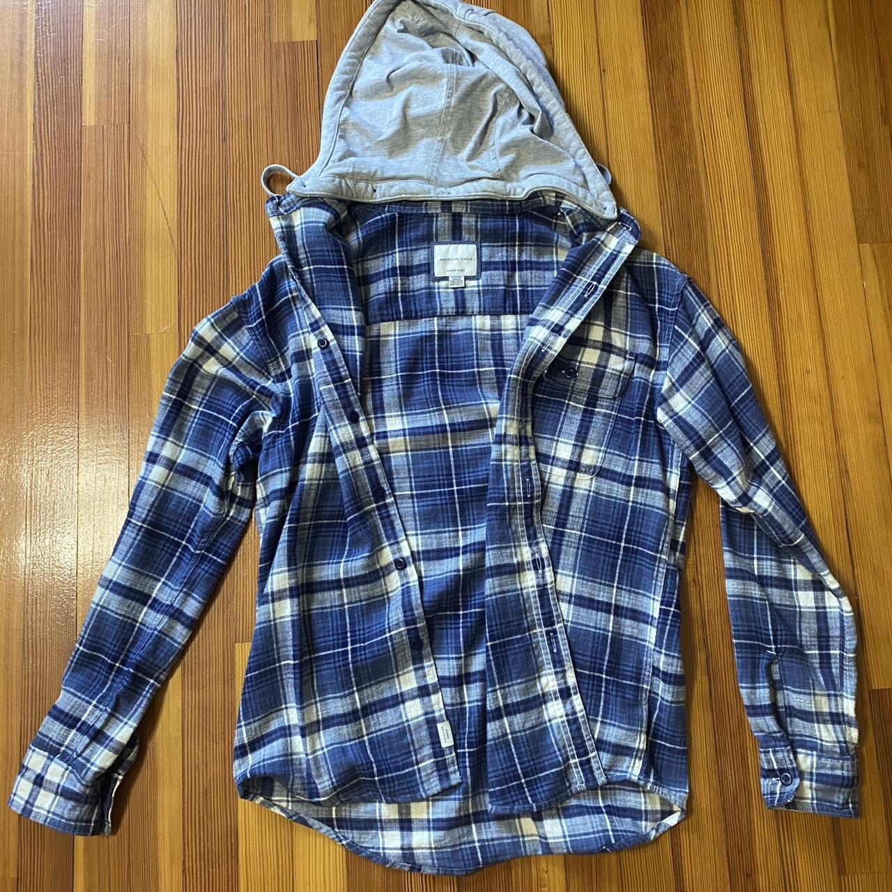 American eagle #flannel with hood - Depop