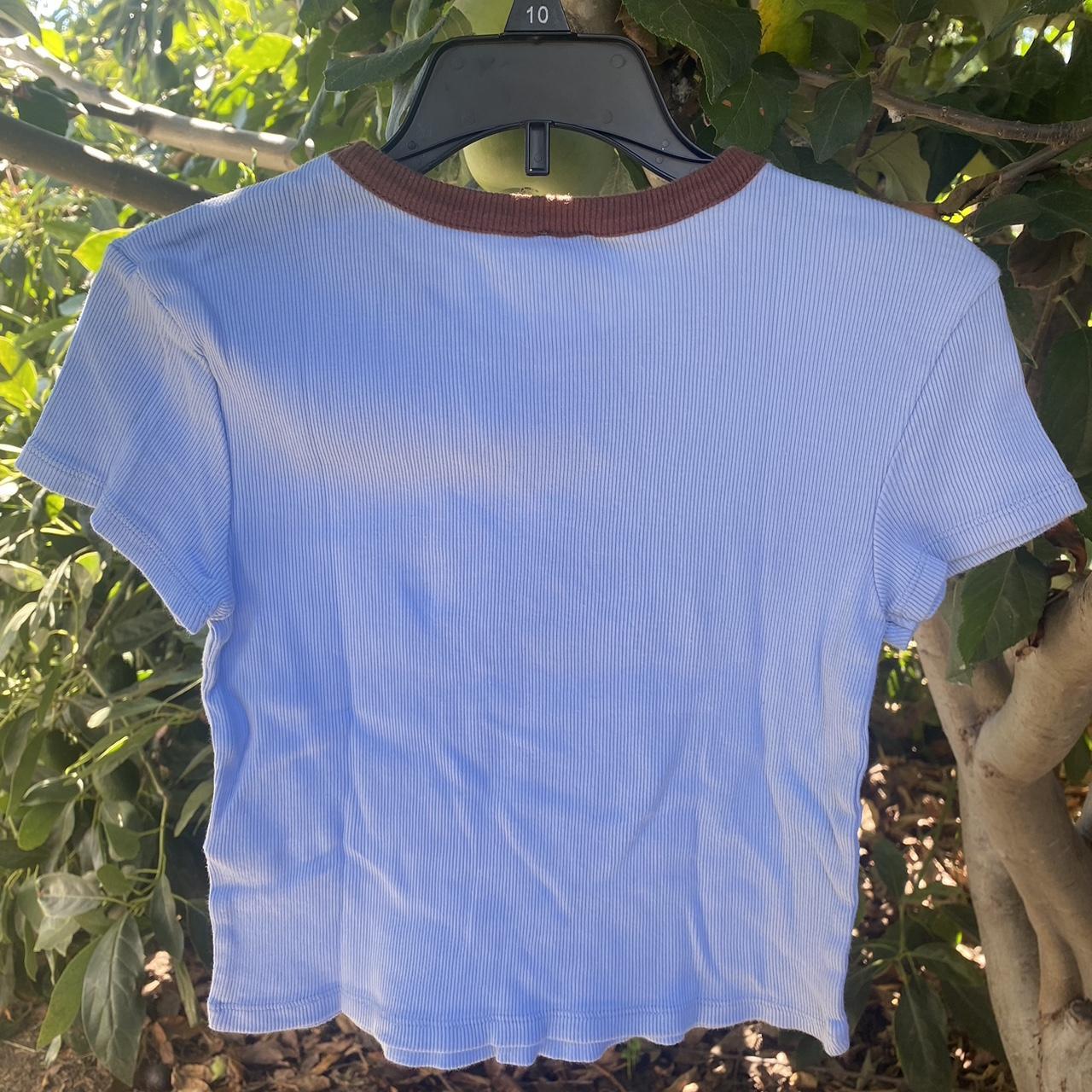 Light blue and brown crop top - small stain in the... - Depop