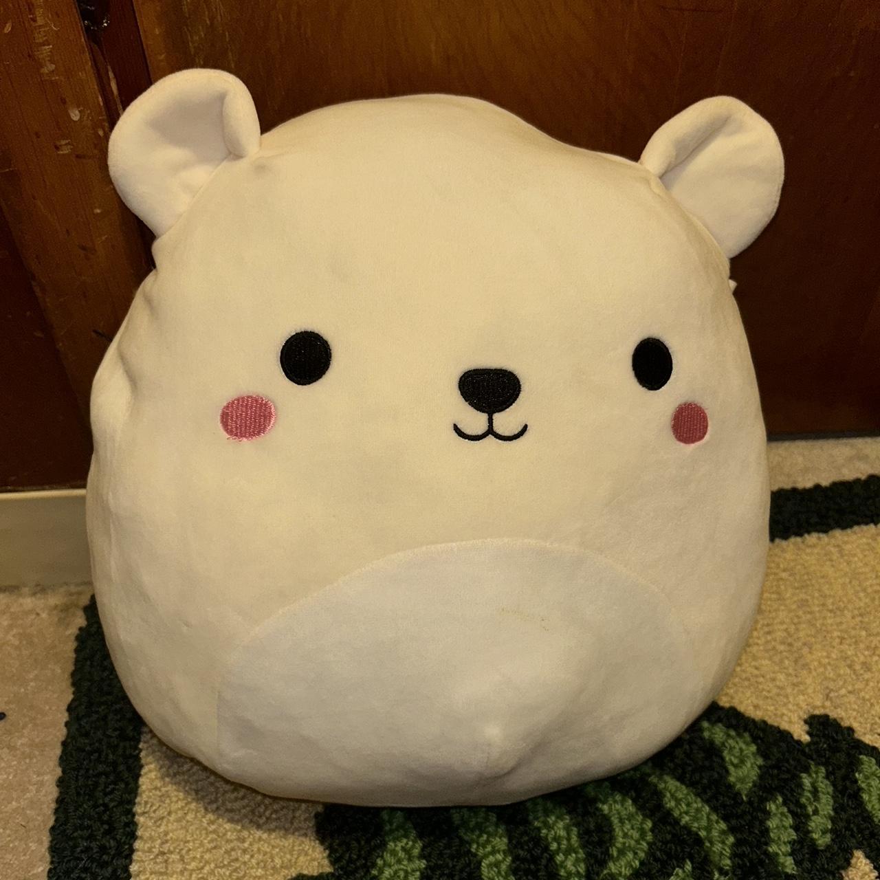 Cream colored bear squishmallow, missing tag. Washed... - Depop