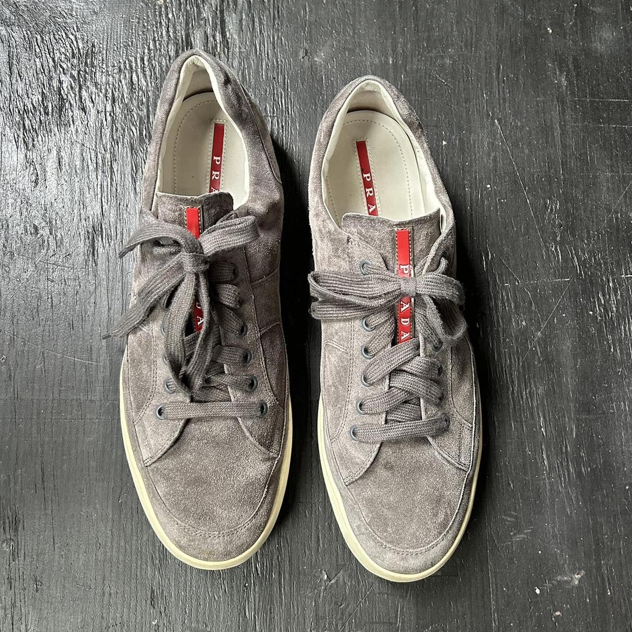 Prada men's suede sneakers hotsell