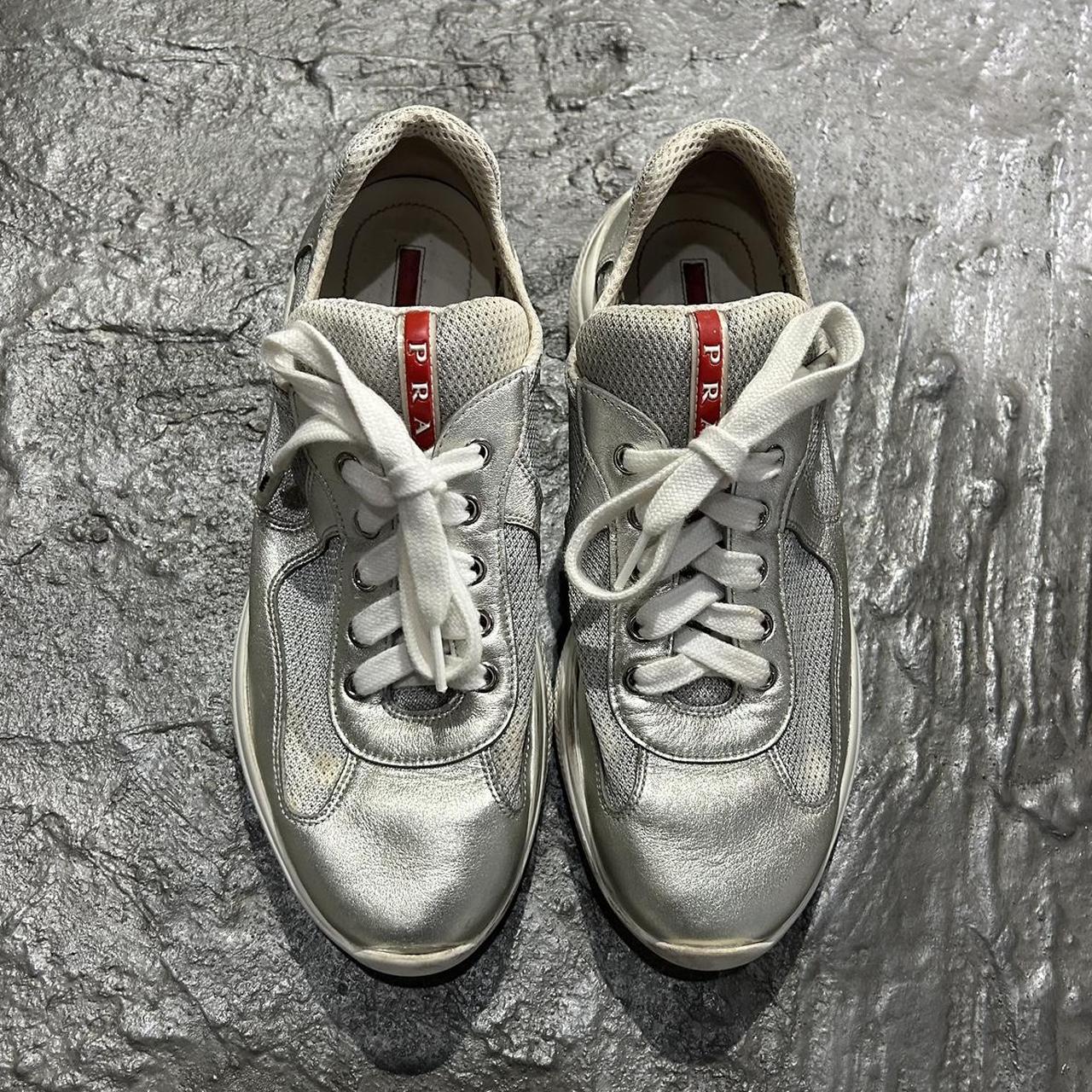 Silver prada sneakers online