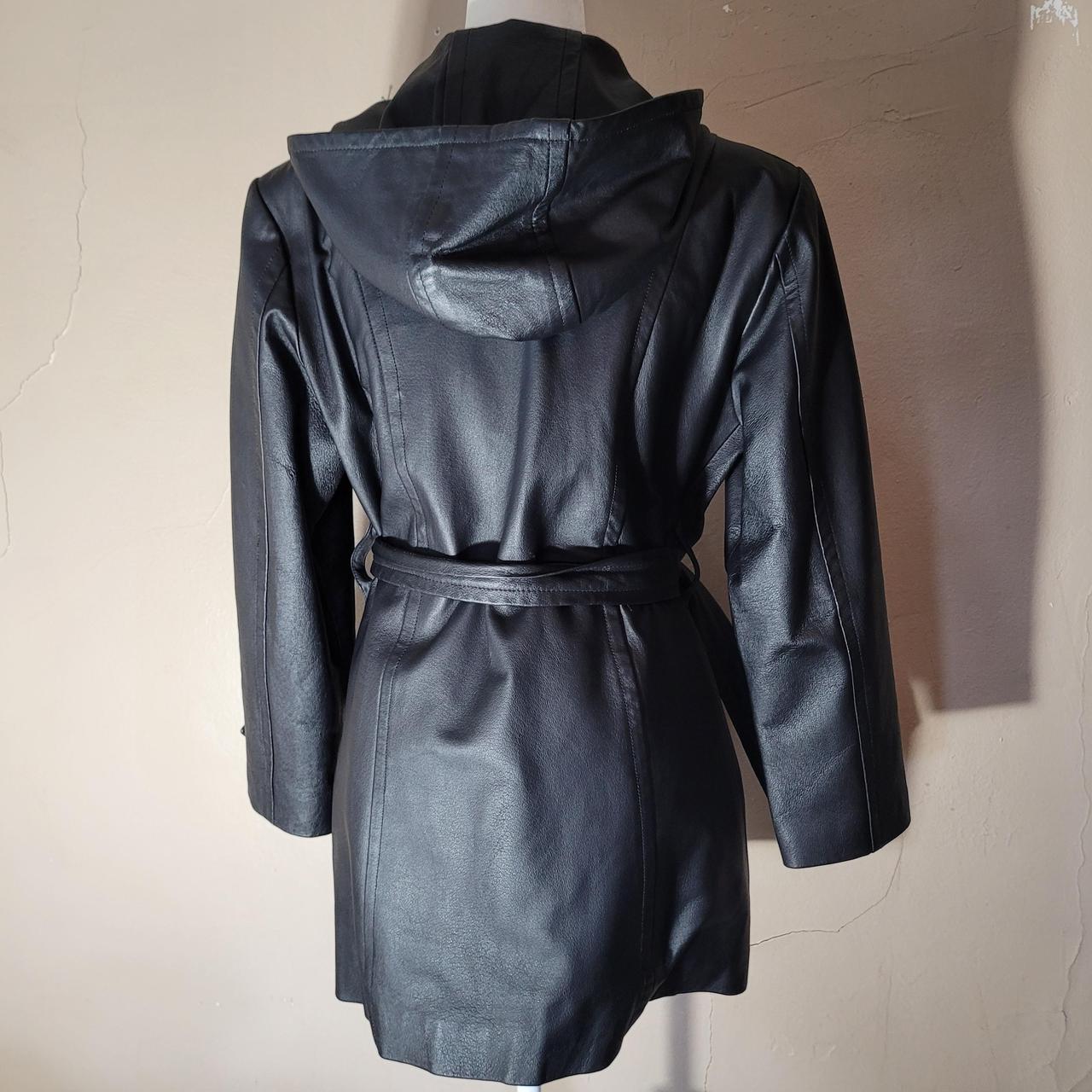 Giorgio Sant Angelo outlet Black and Genuine Leather/trench coat with a hood