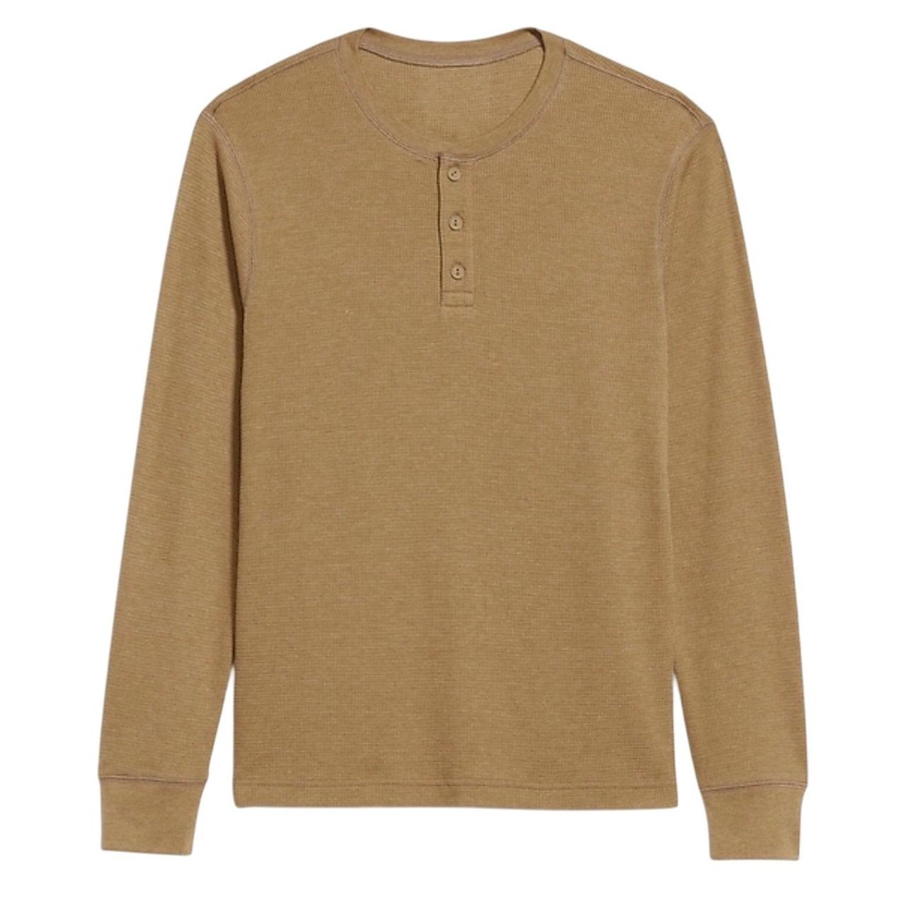Old Navy Men's T-shirt Tan/Brown L – Old Navy Waffle Henley T