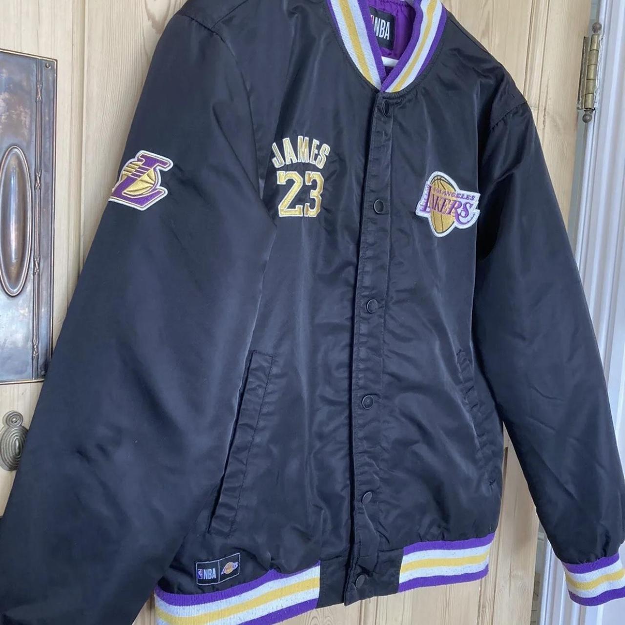 Brown and cream Los Angeles lakers varsity jacket - Depop