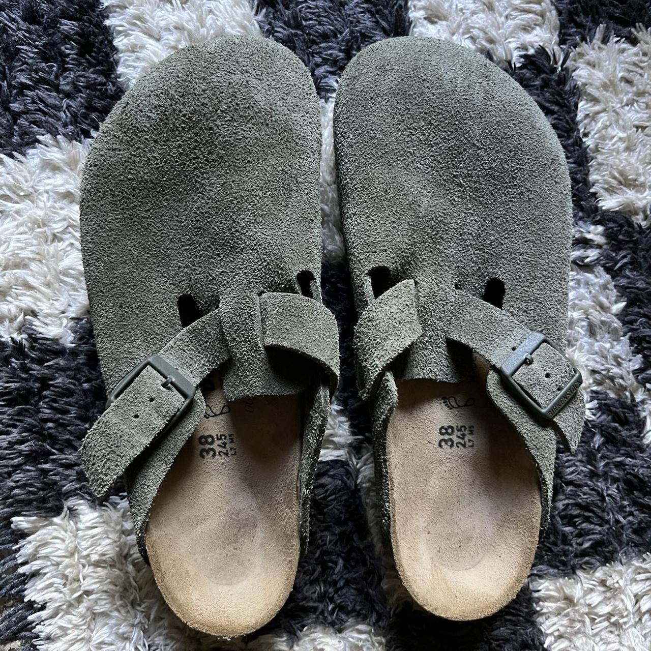 Birkenstock Boston Clogs Suede Leather Color Thyme... Depop