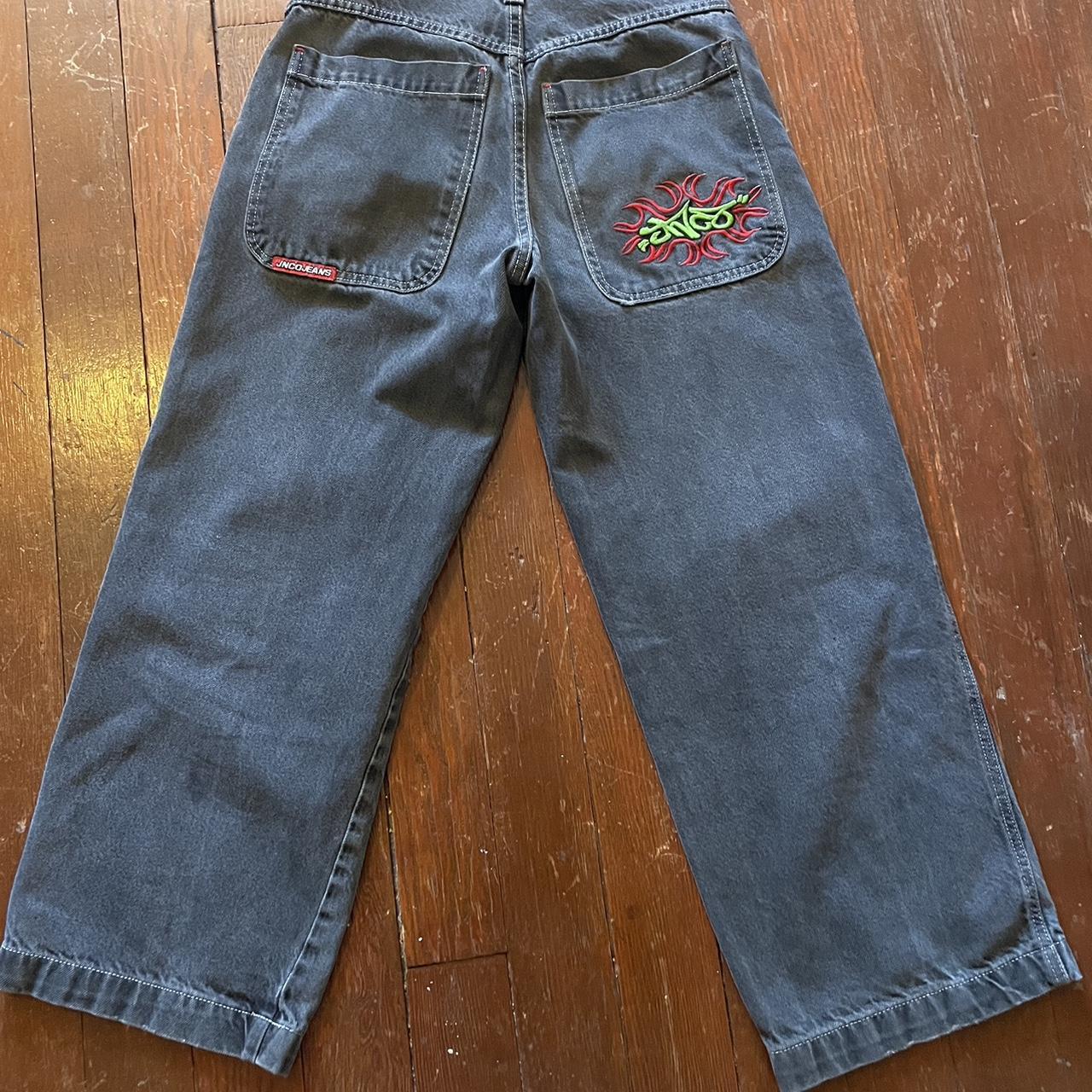 90’s jnco tribal embroidery Youth 16 - Depop